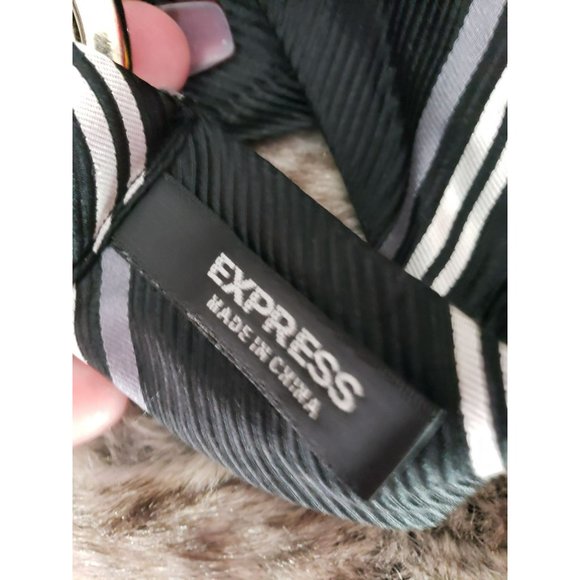 EXPRESS SIZE Small Silk 1.5 INCH WIDE BELT BLACK & WHITE STRIPE WOMEN'S - Picture 3 of 5